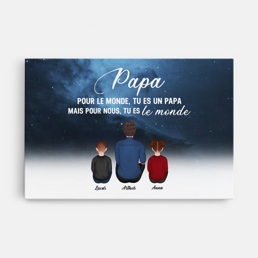 4637CFR1 toile personnalisable papa tu es le monde version lunivers 4637ctinb