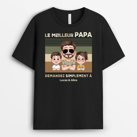 4644AFR1 t shirt personnalise meilleur papa militaire design cartoon 4644a5t0b