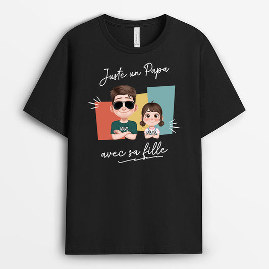 4661AFR1 t shirt personnalise juste un papa et son enfant design cartoon 4661akynb