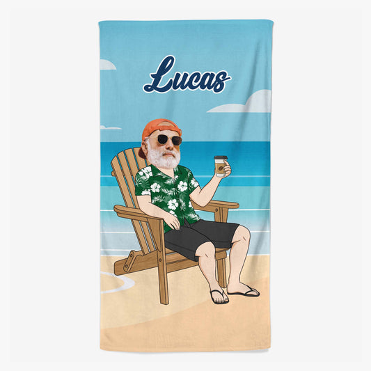 4663BFR1 serviette de plage personnalisee homme relaxant visage 4663b3k5b