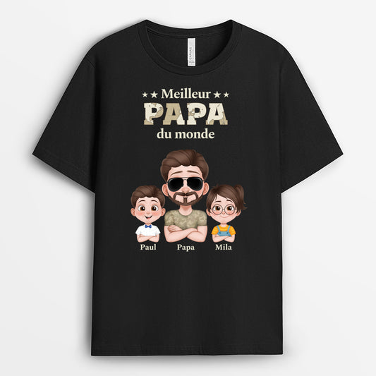 4676AFR1 tee shirt personnalise meilleur papa soldat version carte 4676a3t0b