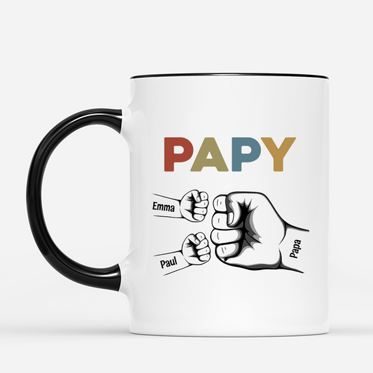 4677MFR2 Mug Personnalise Papa Colore Avec Poings 4677MKH