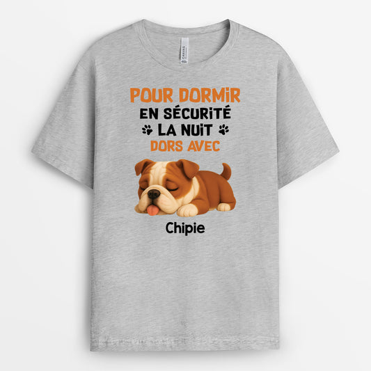 4685AFR2 t shirt personnalise avec chien dormir en securite 4685a