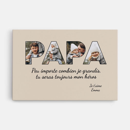 4689CFR1 toile personnalisee papa avec photo toujours mon heros 4689c8t5b