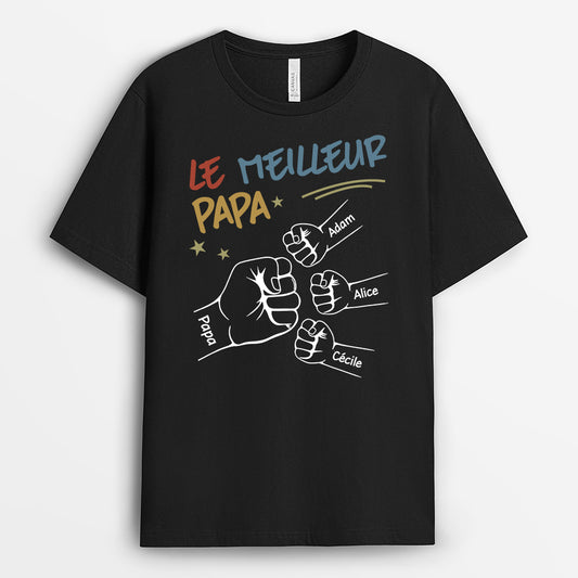 4712AFR1 t shirt personnalise meilleur papa design colore avec poings 4712a5q5b