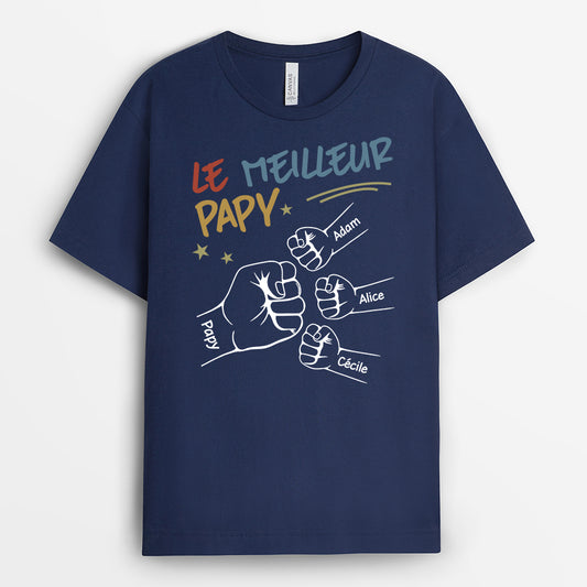 4712AFR2 t shirt personnalise meilleur papa design colore avec poings 4712a5q5b