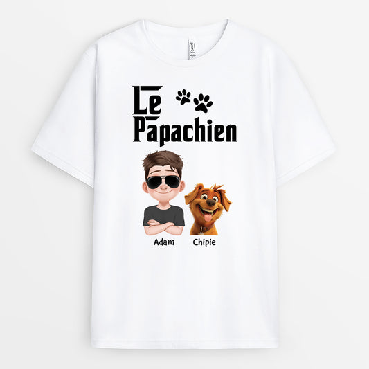 4725AFR1 t shirt personnalise le papa chien design cartoon couleur clair 4725akm0c