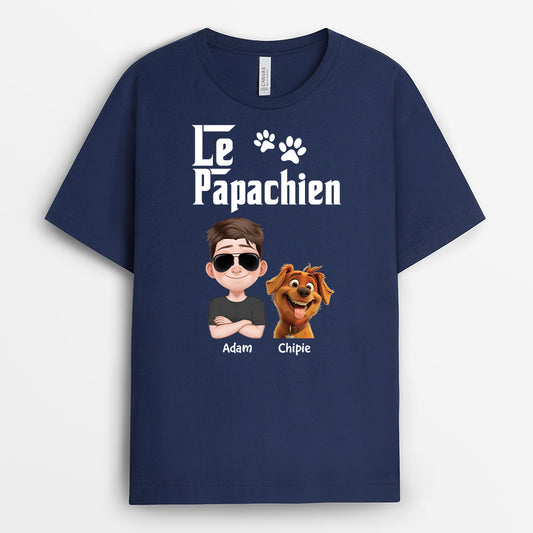 4725AFR1 t shirt personnalise le papa chien design cartoon couleur fonce 4725akm0c