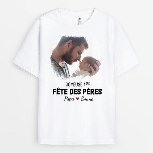 4734AFR1 tee shirt personnalise photo joyeuse premiere fete des peres 4734akq5b