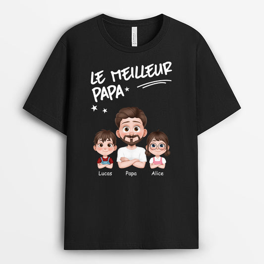 4735AFR1 t shirt personnalise meilleur papa pour toujours design cartoon 4735a3t0b
