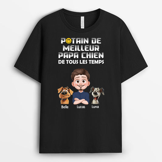 4755AFR1 t shirt personnalise humour meilleur papa chien 4755a8hnc