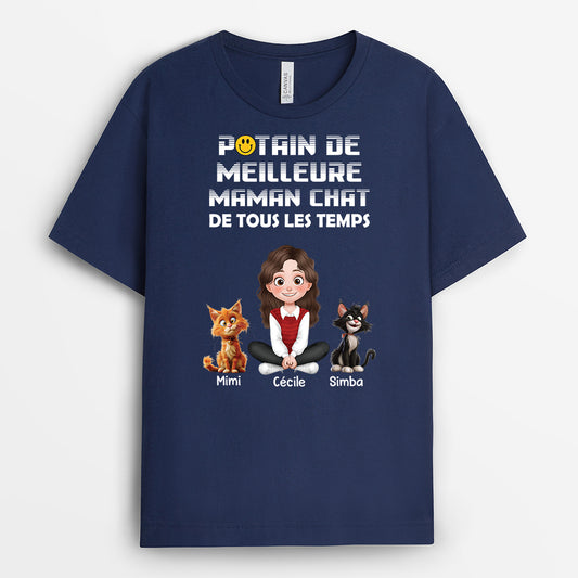 4755AFR2 t shirt personnalise humour meilleur papa chat 4755a8hnd