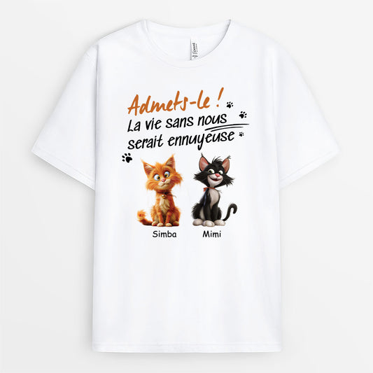 4756AFR1 t shirt pour amoureux des chats la vie ennuyeuse sans nous chat dormant 4756a_75d66870 79a4 4ed7 8c36 7ae88ab2aa1a