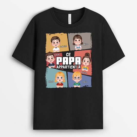 4758AFR1 t shirt personnalise ce papa appartient a petits portraits 4758a8htb