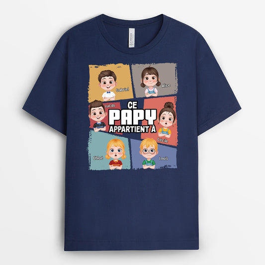4758AFR2 t shirt personnalise ce papa appartient a petits portraits 4758a8htb