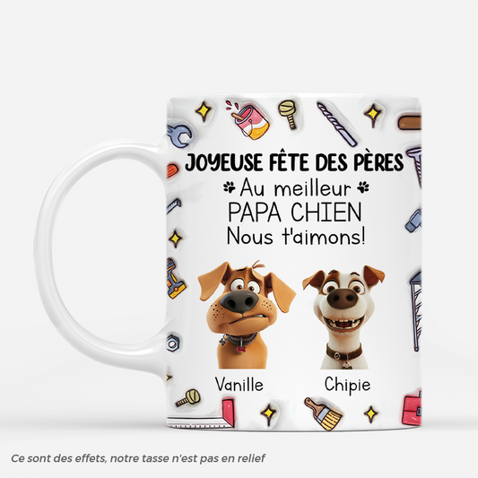 4793MFR1 effet dimpression 3d mug personnalise chien au meilleur papa avec outils 4793m8t5c