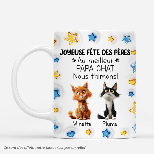 4797MFR1 effet dimpression 3d mug personnalise chat au meilleur papa du monde avec etoiles 4797m8t5d
