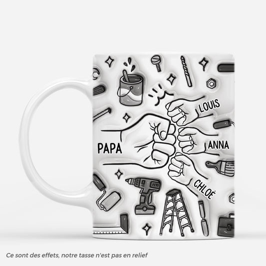4799MFR1 effet dimpression 3d mug personnalise papa bricoleur avec poings monochrome 4799m