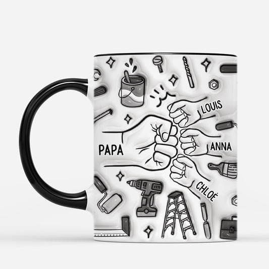 4799MFR2 effet dimpression 3d mug personnalise papa bricoleur avec poings monochrome 4799m
