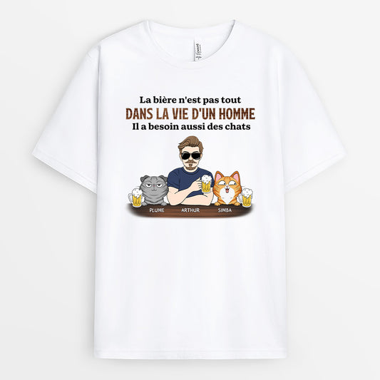 4800AFR1 t shirt personnalise homme biere et chat 4800atgmd