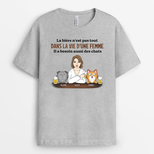 4800AFR2 t shirt personnalise homme biere et chat 4800atgmd