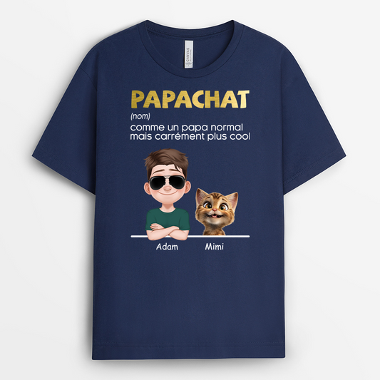 4808AFR2 t shirt personnalise definition de papa chat cool couleur fonce 4808akh0d