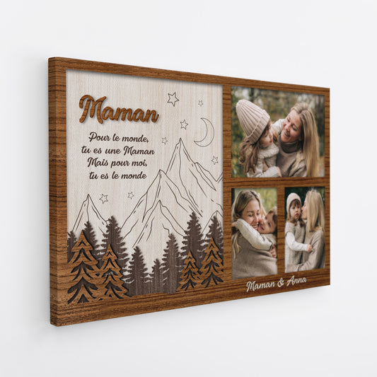 4818CFR2 toile personnalise papa tu es le monde version foret avec photo 4818c5itb