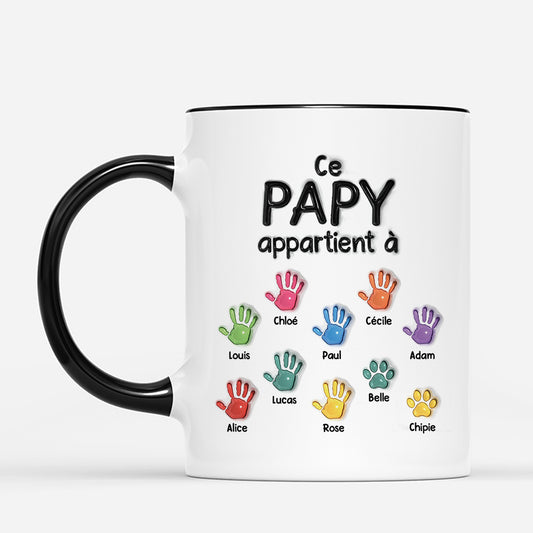 4821MFR2 effet dimpression 3d mug personnalise ce papa appartient a empreintes de mains colorees 4821m5qtb