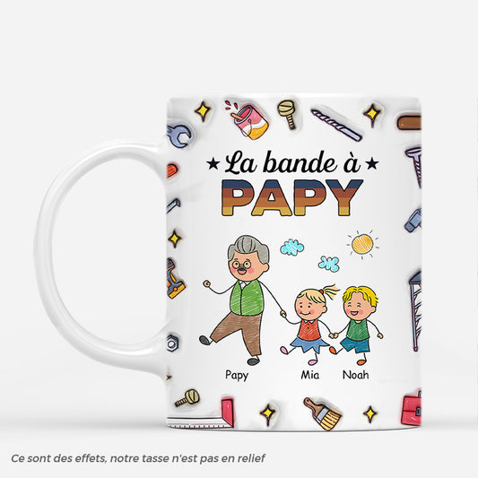 4825FR1 effet dimpression 3d mug personnalise la bande a papa vintage dessin crayon avec outils 4825