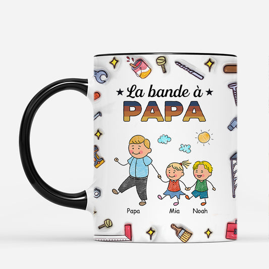 4825FR2 effet dimpression 3d mug personnalise la bande a papa vintage dessin crayon avec outils 4825