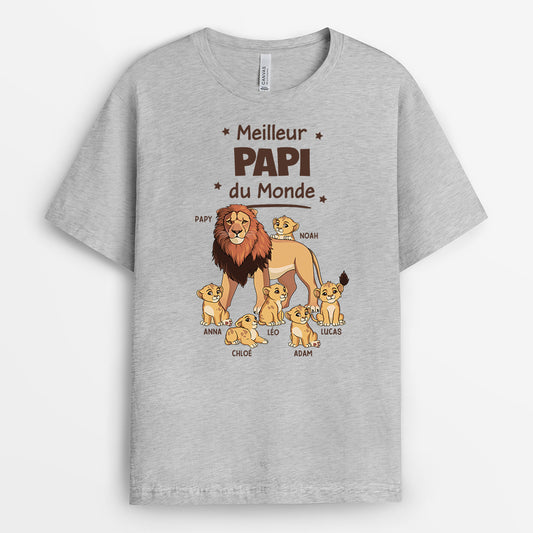 4829AFR2 t shirt personnalise meilleur papa lion couleur clair 4829a5l8b
