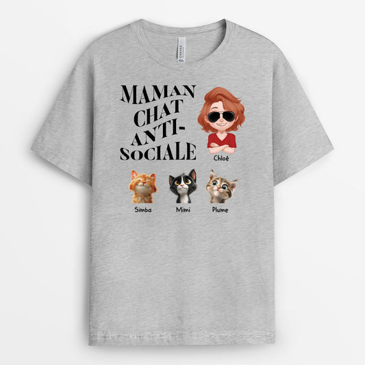 4830AFR2 t shirt personnalise papa chat anti social 4830akyad