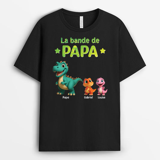 4837AFR1 t shirt personnalise la bande a papa dinosaure version cartoon 4837akt5b