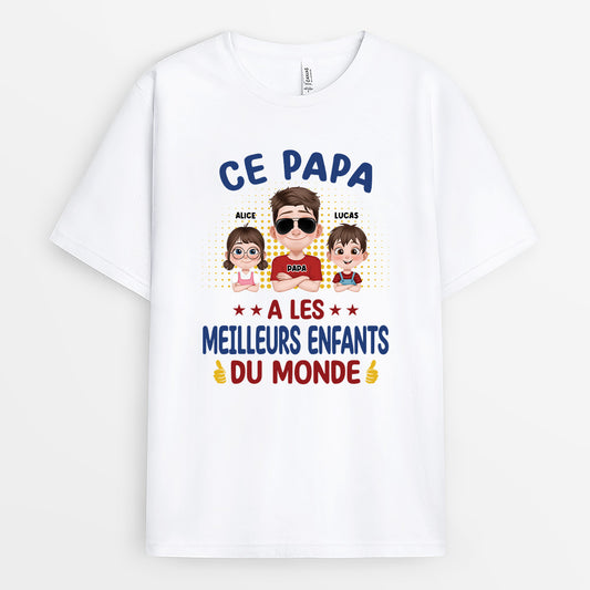 4838AFR1 t shirt personnalise papa les meilleurs enfants du monde 4838a