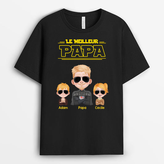 4843AFR1 t shirt personnalise meilleur papa soldat texte jaune 4843athab