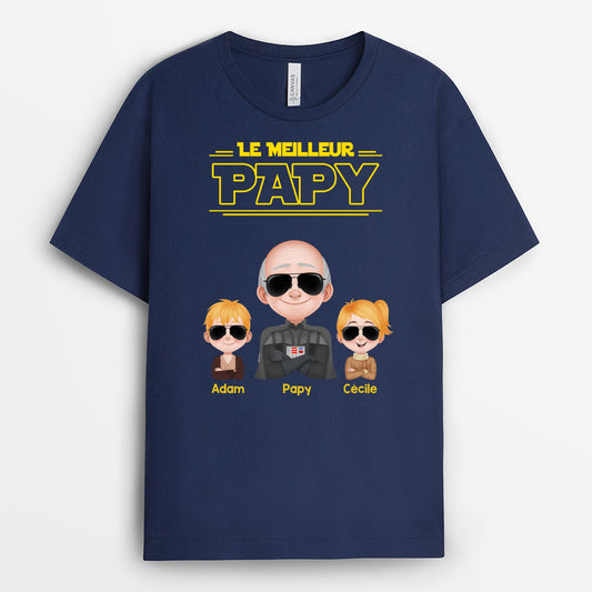 4843AFR2 t shirt personnalise meilleur papa soldat texte jaune 4843athab