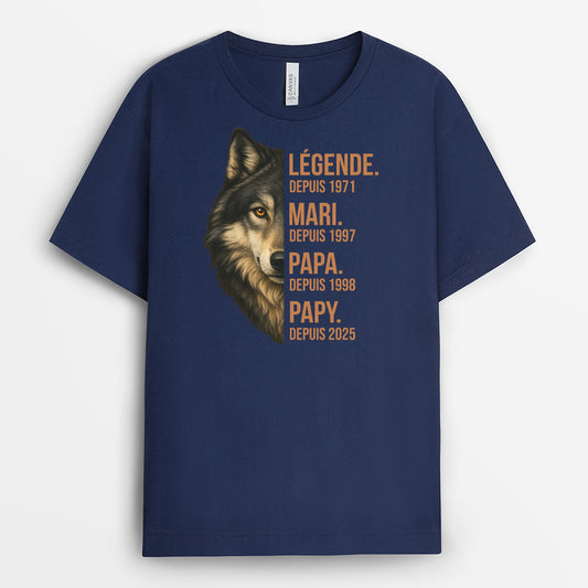 4848AFR2 t shirt personnalise papa legende mari papa loup 4848ak8ab