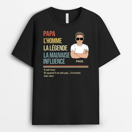 4869FR1 t shirt personnalise papa vintage la mauvaise influence 4869