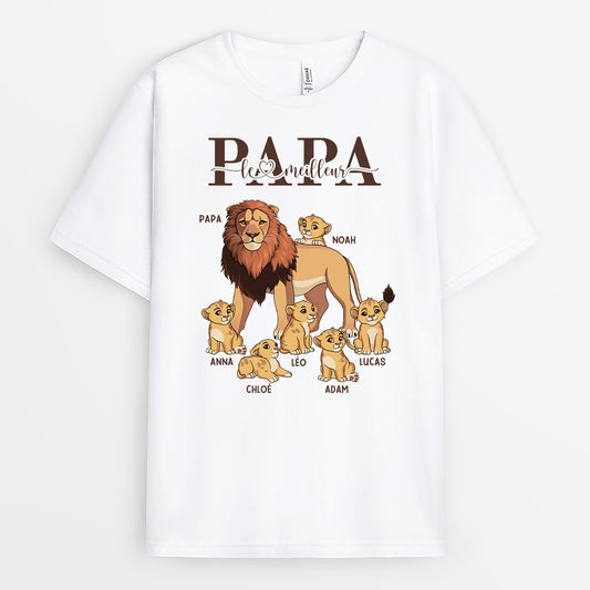 4882AFR1 t shirt personnalise le meilleur papa lion couleur clair 4882a5l8b
