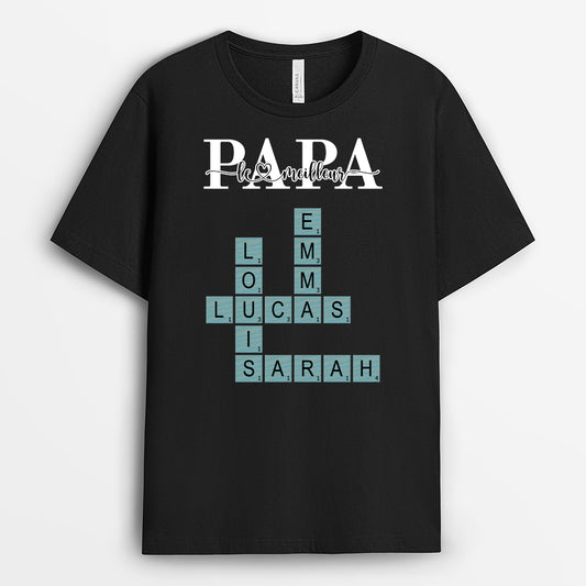 4884AFR1 t shirt personnalise meilleur papa couleur fonce cadeau mots croises 4884akm5b