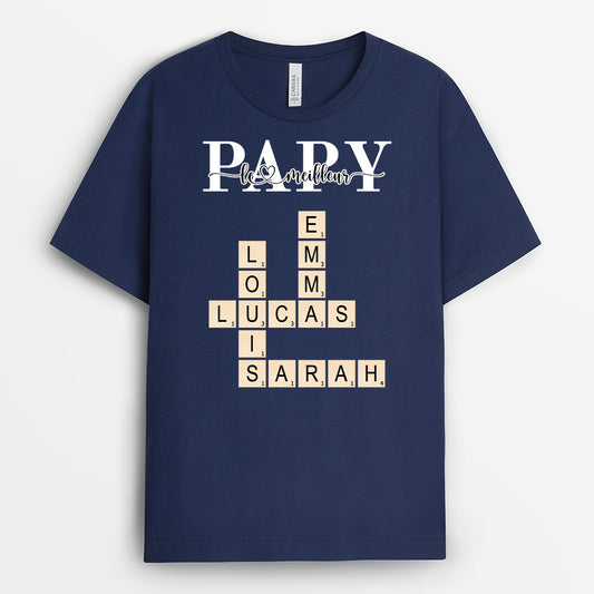 4884AFR2 t shirt personnalise meilleur papa couleur fonce cadeau mots croises 4884akm5b