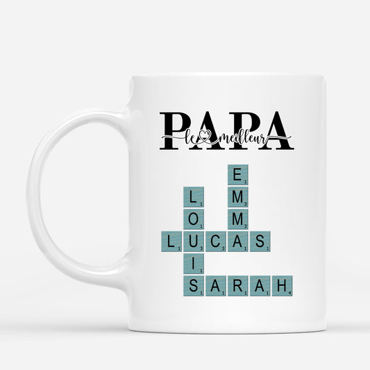 4884MFR1 mug personnalise meilleur papa cadeau mots croises 4884m