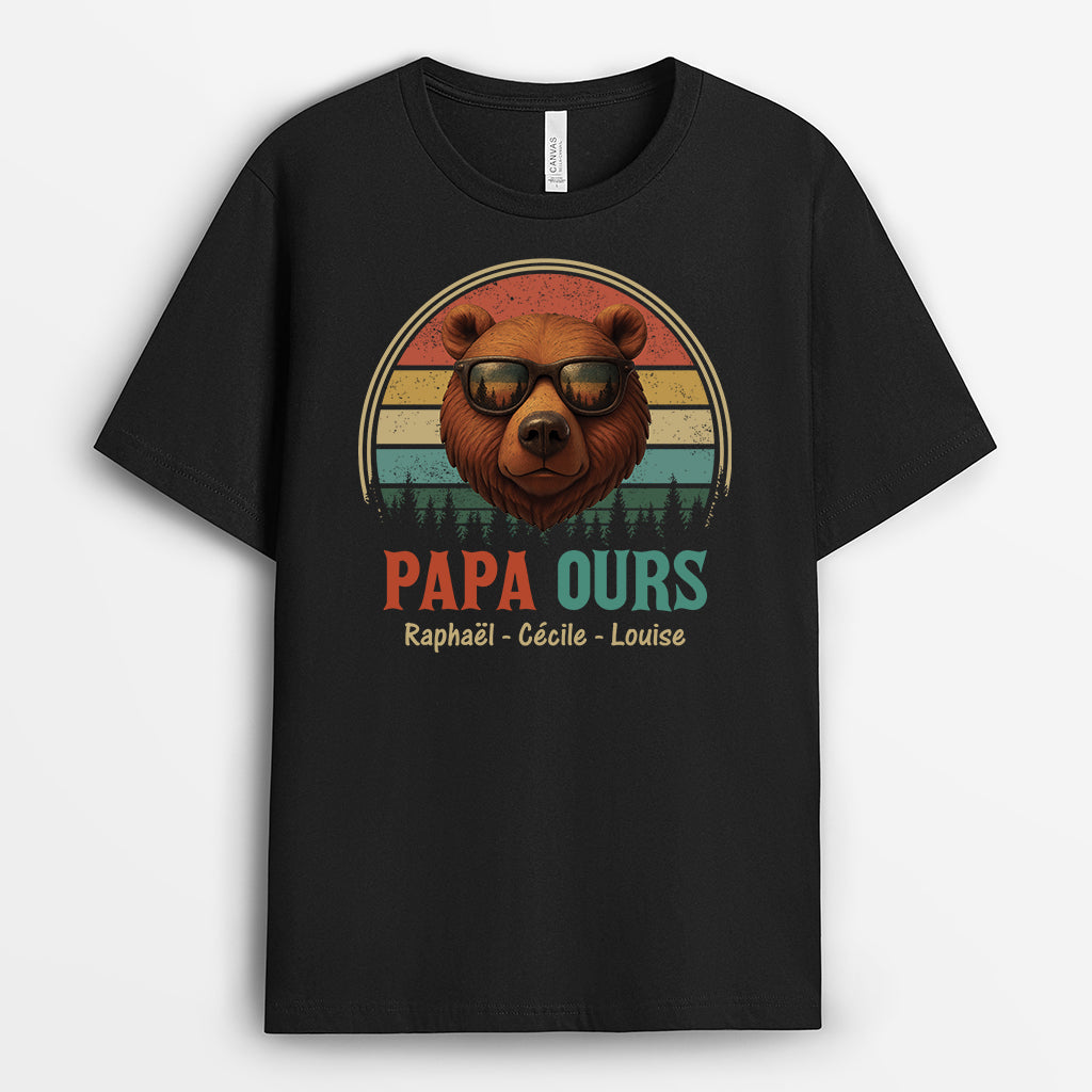 4885AFR1 t shirt personnalise papa ours style retro 4885a8t5b