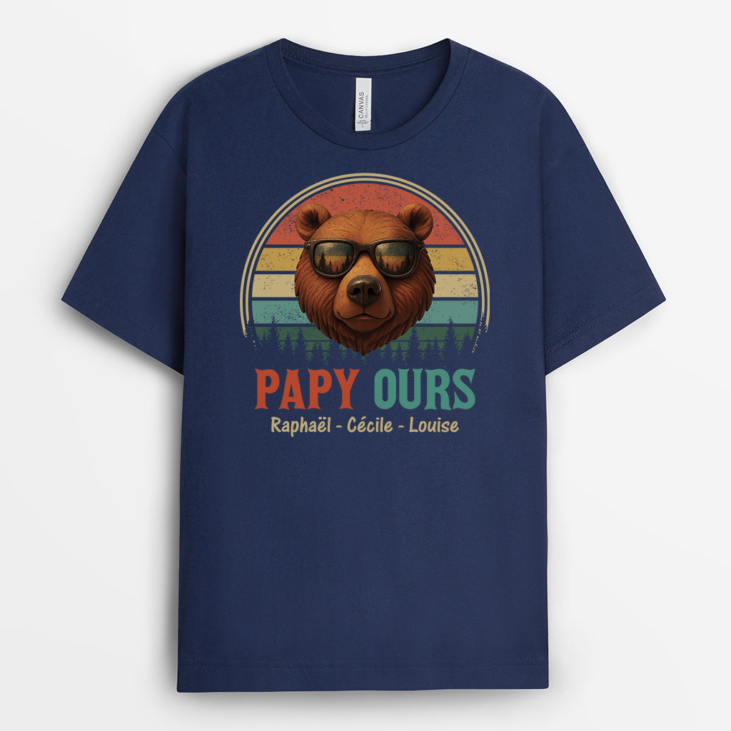 4885AFR2 t shirt personnalise papa ours style retro 4885a8t5b