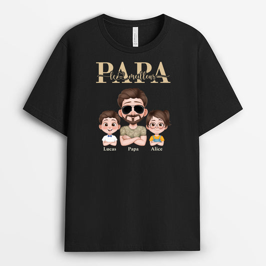 4886AFR1 t shirt personnalise le meilleur papa soldat cool couleur fonce 4886a5h0b