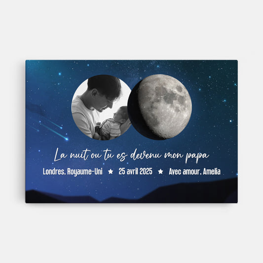 4893CFR1 toile personnalisee papa avec photo la nuit speciale cycle lunaire 4893c5q5b