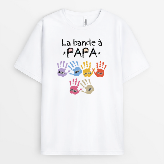4914AFR1 t shirt personnalise la bande a papa avec empreintes de mains colorees 4914a6h5b