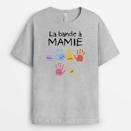 4914AFR2 t shirt personnalise la bande a papa avec empreintes de mains colorees 4914a6h5b