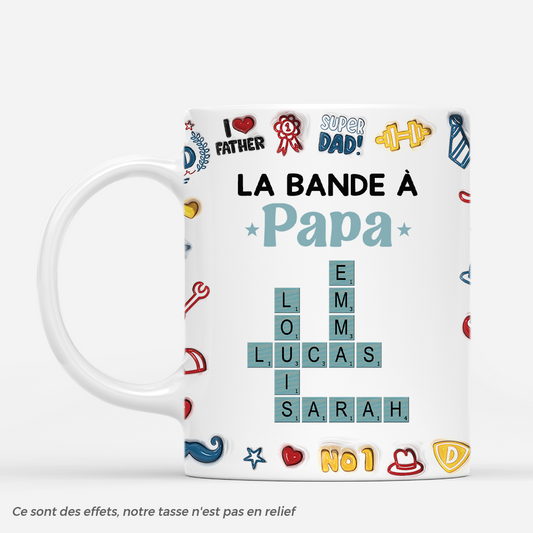 4921MFR1 effet dimpression 3d mug personnalise la bande du meilleur papa cadeau mots croises 4921mth0b