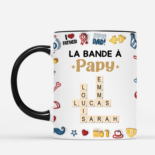 4921MFR2 effet dimpression 3d mug personnalise la bande du meilleur papa cadeau mots croises 4921mth0b